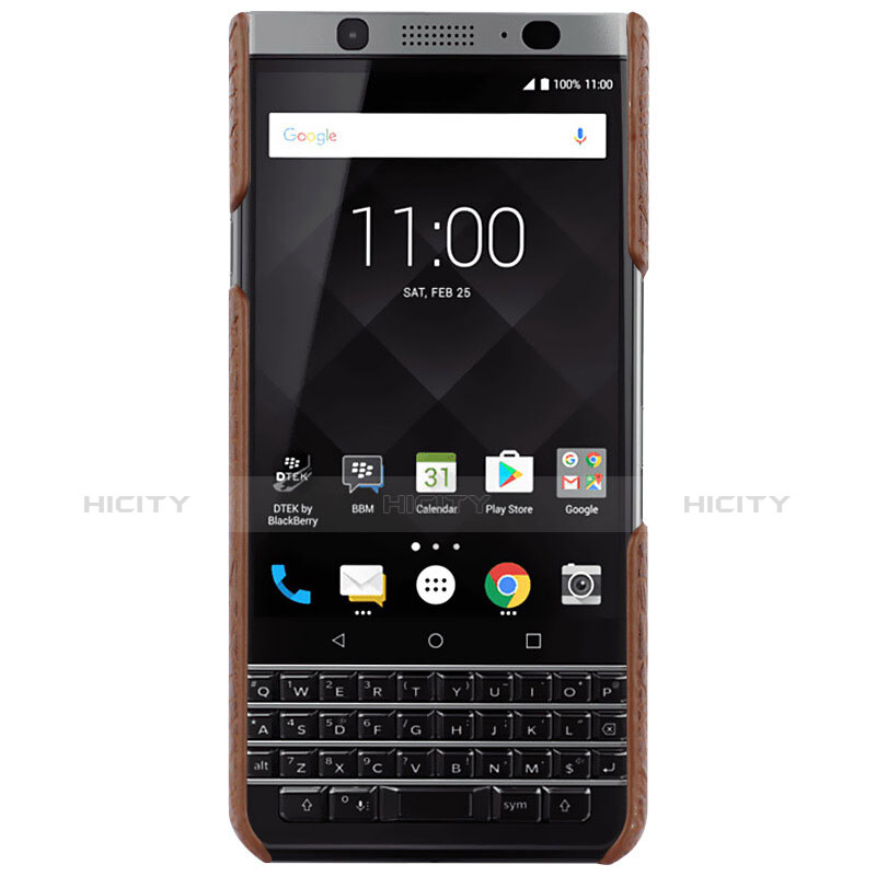 Blackberry KEYone用ハードケース プラスチック レザー柄 Blackberry ブラウン