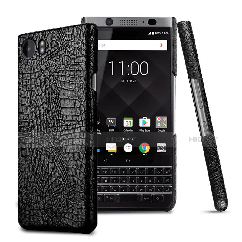 Blackberry KEYone用ハードケース プラスチック レザー柄 Blackberry ブラック