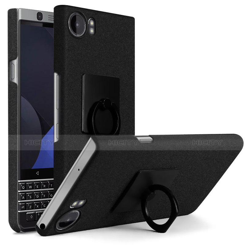 Blackberry KEYone用ハードケース カバー プラスチック アンド指輪 Blackberry ブラック