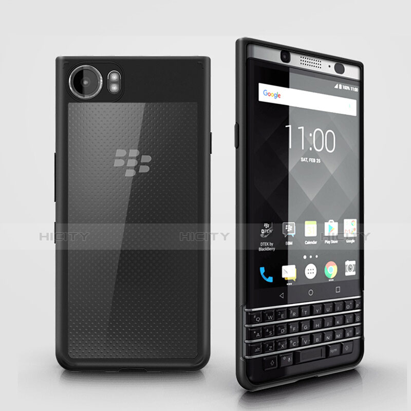 Blackberry KEYone用ハイブリットバンパーケース クリア透明 プラスチック Blackberry ブラック