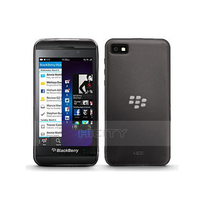 Blackberry Z10用極薄ソフトケース シリコンケース 耐衝撃 全面保護 クリア透明 Blackberry グレー
