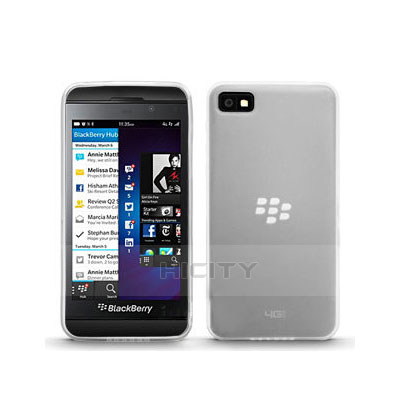 Blackberry Z10用極薄ソフトケース シリコンケース 耐衝撃 全面保護 クリア透明 Blackberry ホワイト