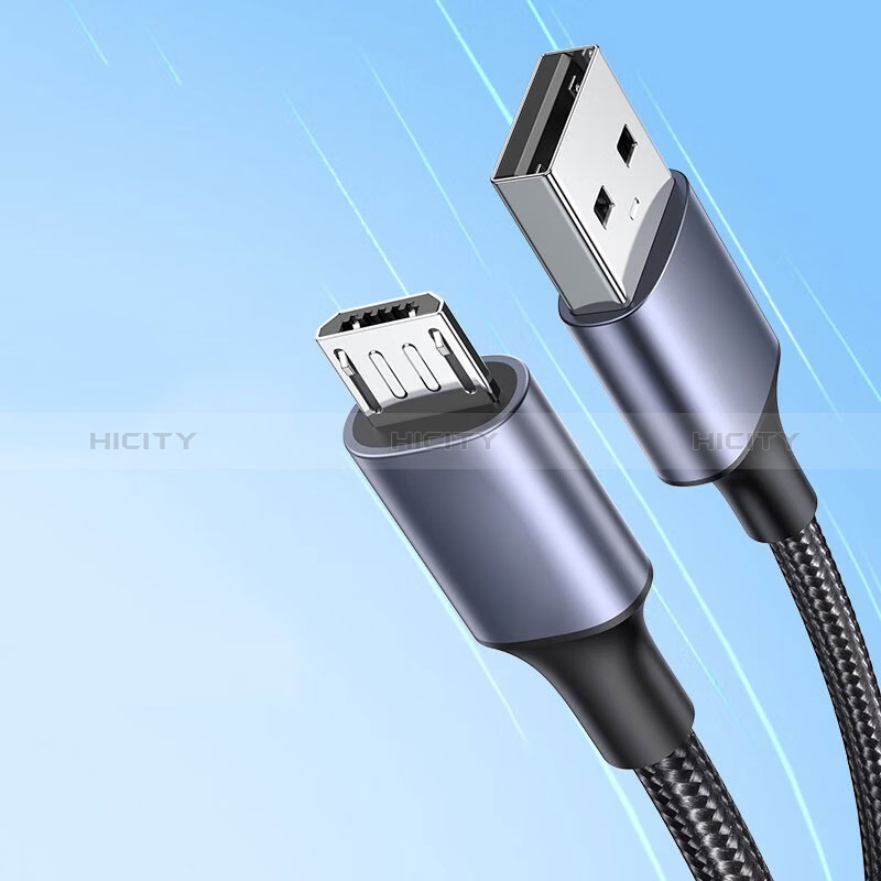 USB 2.0ケーブル 充電ケーブルAndroidユニバーサル 2A H03 ネイビー