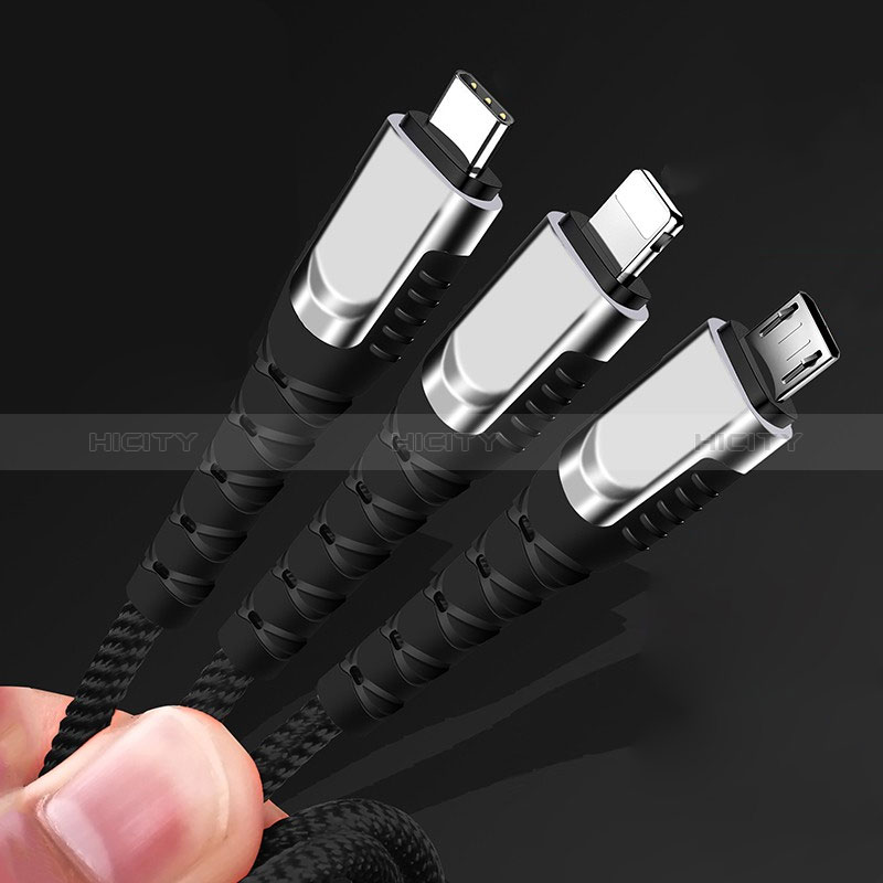 Lightning USBケーブル 充電ケーブル Android Micro USB Type-C 5A H03 ゴールド