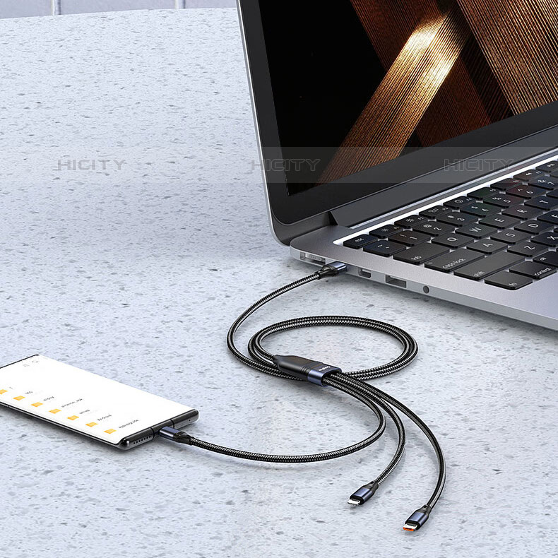 Lightning USBケーブル 充電ケーブル Android Micro USB Type-C 6A H01 ブラック