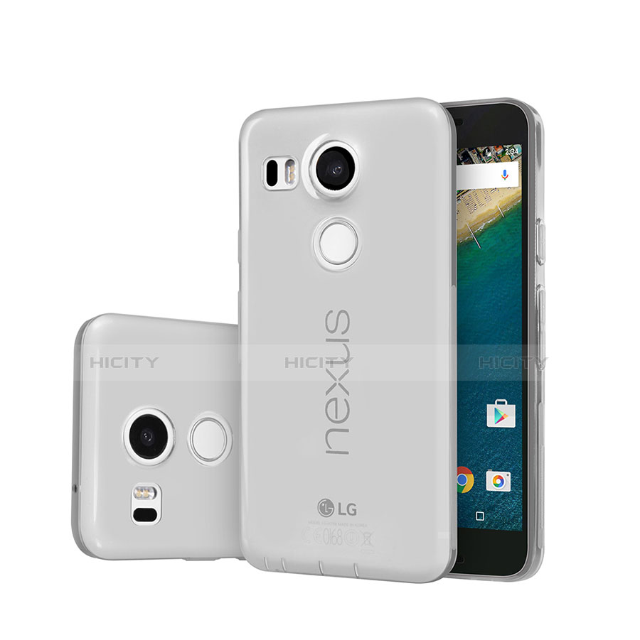 Google Nexus 5X用極薄ソフトケース シリコンケース 耐衝撃 全面保護 クリア透明 グーグル グレー