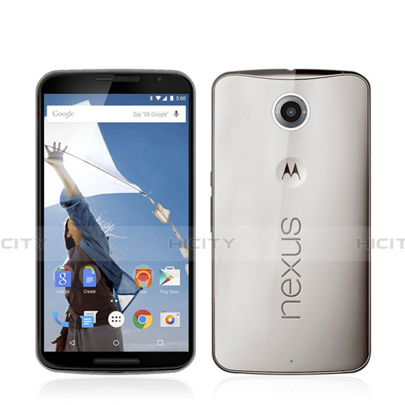 Google Nexus 6用極薄ソフトケース シリコンケース 耐衝撃 全面保護 クリア透明 グーグル グレー