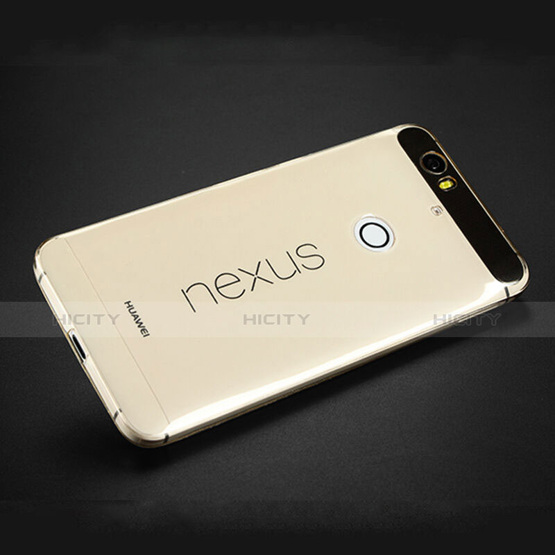 Google Nexus 6P用極薄ソフトケース シリコンケース 耐衝撃 全面保護 クリア透明 グーグル ゴールド