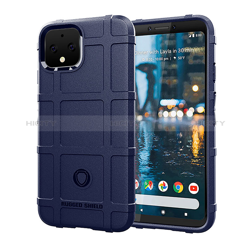 Google Pixel 4用360度 フルカバー極薄ソフトケース シリコンケース 耐衝撃 全面保護 バンパー J01S グーグル ネイビー