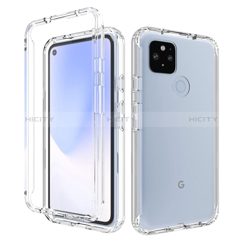 Google Pixel 4a 5G用前面と背面 360度 フルカバー 極薄ソフトケース シリコンケース 耐衝撃 全面保護 バンパー 勾配色 透明 グーグル クリア