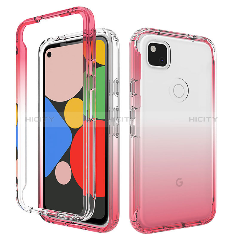 Google Pixel 4a用前面と背面 360度 フルカバー 極薄ソフトケース シリコンケース 耐衝撃 全面保護 バンパー 勾配色 透明 グーグル 