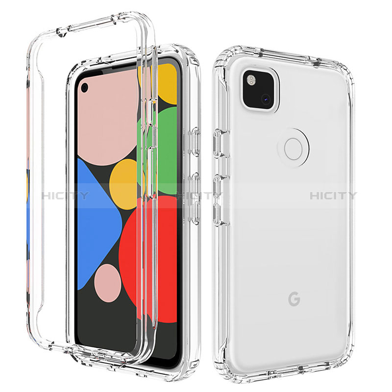 Google Pixel 4a用前面と背面 360度 フルカバー 極薄ソフトケース シリコンケース 耐衝撃 全面保護 バンパー 勾配色 透明 グーグル 