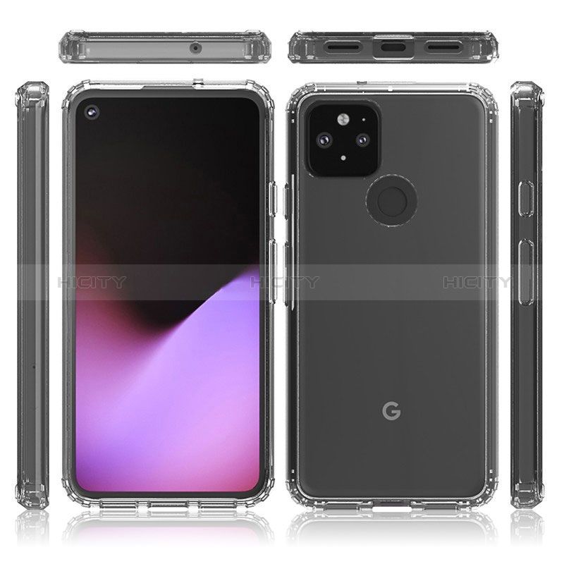 Google Pixel 5用360度 フルカバー ハイブリットバンパーケース クリア透明 プラスチック カバー Z01J グーグル クリア