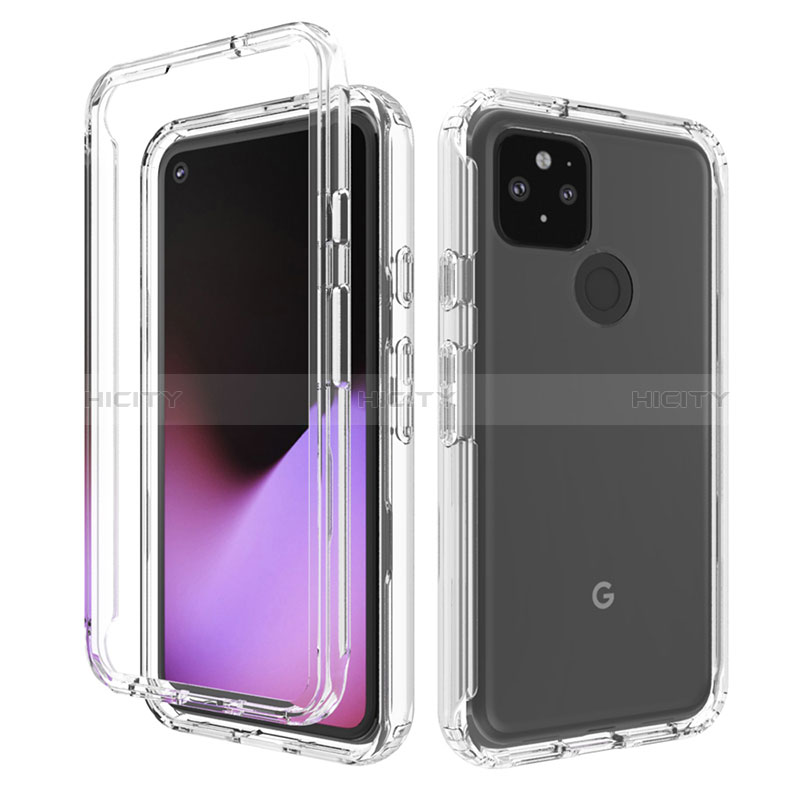 Google Pixel 5用前面と背面 360度 フルカバー 極薄ソフトケース シリコンケース 耐衝撃 全面保護 バンパー 勾配色 透明 グーグル 