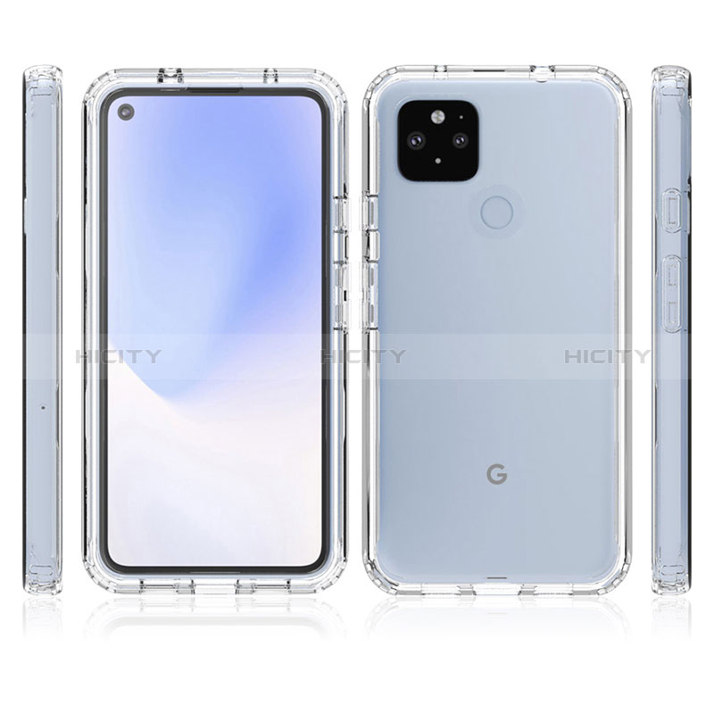 Google Pixel 5 XL 5G用前面と背面 360度 フルカバー 極薄ソフトケース シリコンケース 耐衝撃 全面保護 バンパー 勾配色 透明 グーグル 