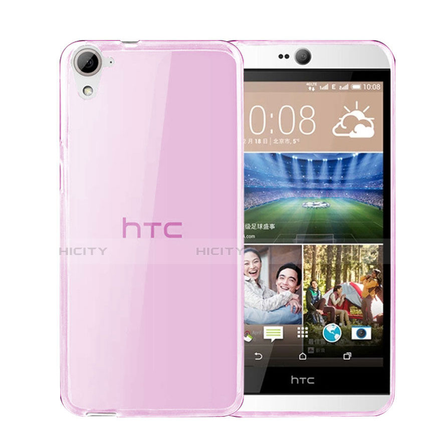 HTC Desire 826 826T 826W用極薄ソフトケース シリコンケース 耐衝撃 全面保護 クリア透明 HTC ピンク