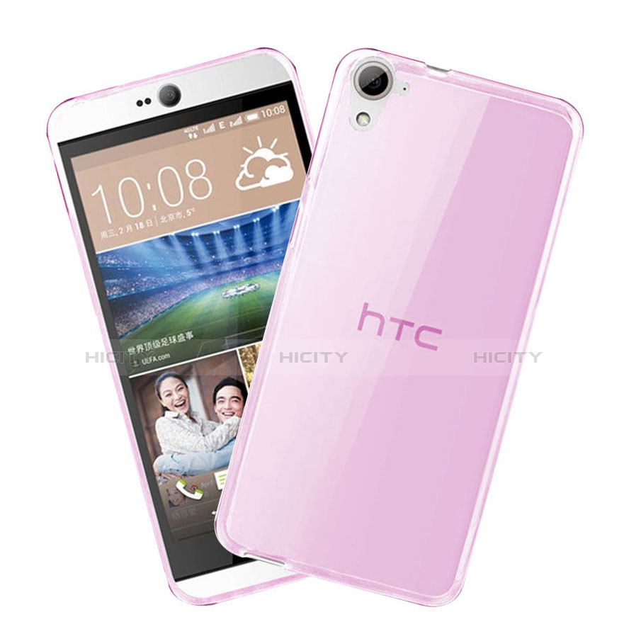 HTC Desire 826 826T 826W用極薄ソフトケース シリコンケース 耐衝撃 全面保護 クリア透明 HTC ピンク