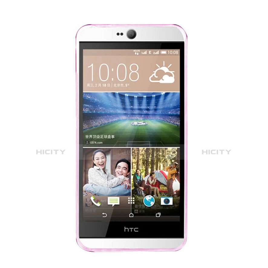 HTC Desire 826 826T 826W用極薄ソフトケース シリコンケース 耐衝撃 全面保護 クリア透明 HTC ピンク