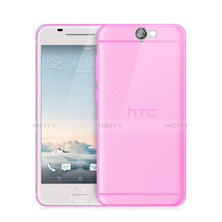 HTC One A9用極薄ソフトケース シリコンケース 耐衝撃 全面保護 クリア透明 HTC ピンク