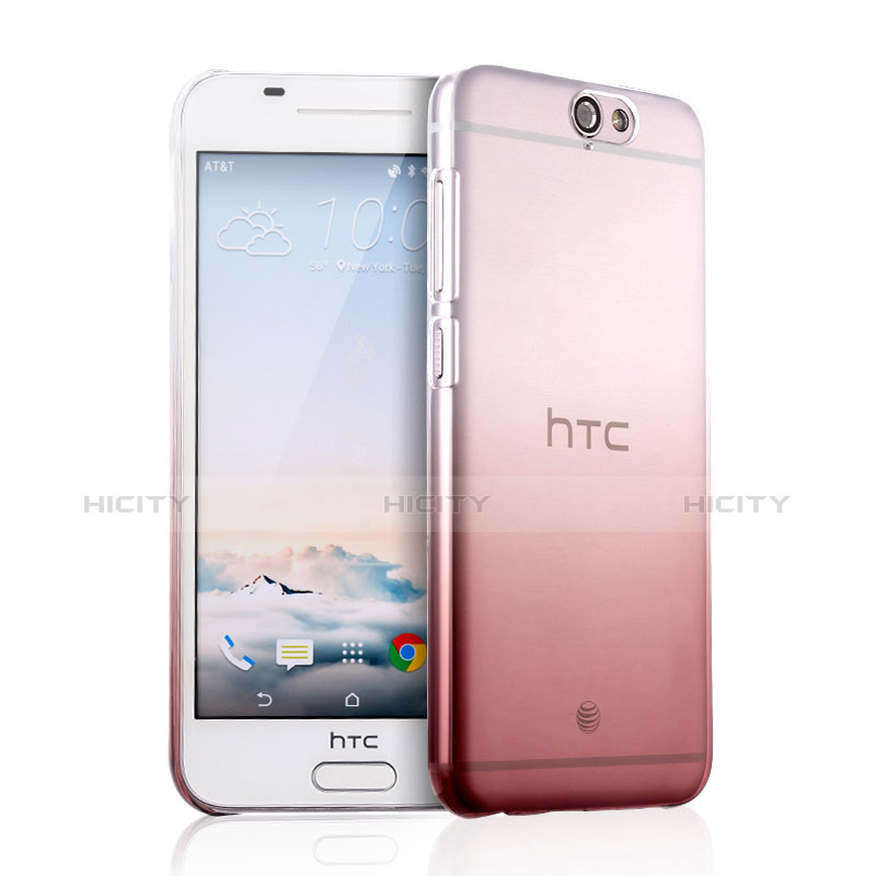 HTC One A9用ハードケース グラデーション 勾配色 クリア透明 HTC ピンク