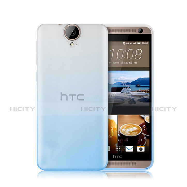 HTC One E9 Plus用極薄ソフトケース グラデーション 勾配色 クリア透明 HTC ネイビー