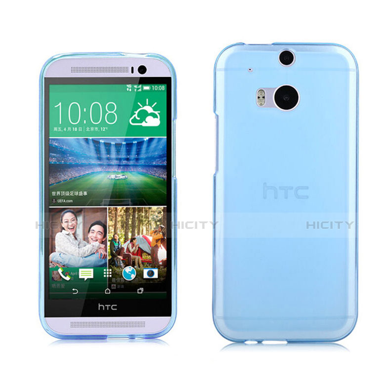 HTC One M8用極薄ソフトケース シリコンケース 耐衝撃 全面保護 クリア透明 HTC ネイビー