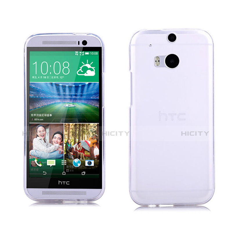 HTC One M8用極薄ソフトケース シリコンケース 耐衝撃 全面保護 クリア透明 HTC ホワイト