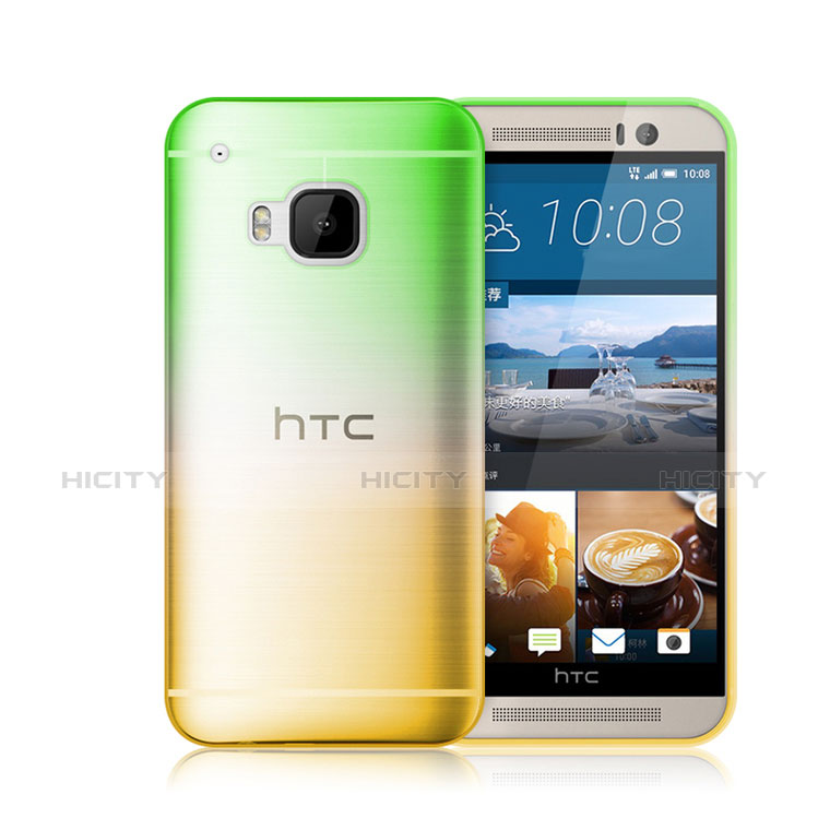 HTC One M9用極薄ソフトケース グラデーション 勾配色 クリア透明 HTC グリーン