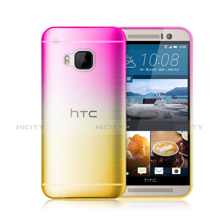 HTC One M9用極薄ソフトケース グラデーション 勾配色 クリア透明 HTC ピンク