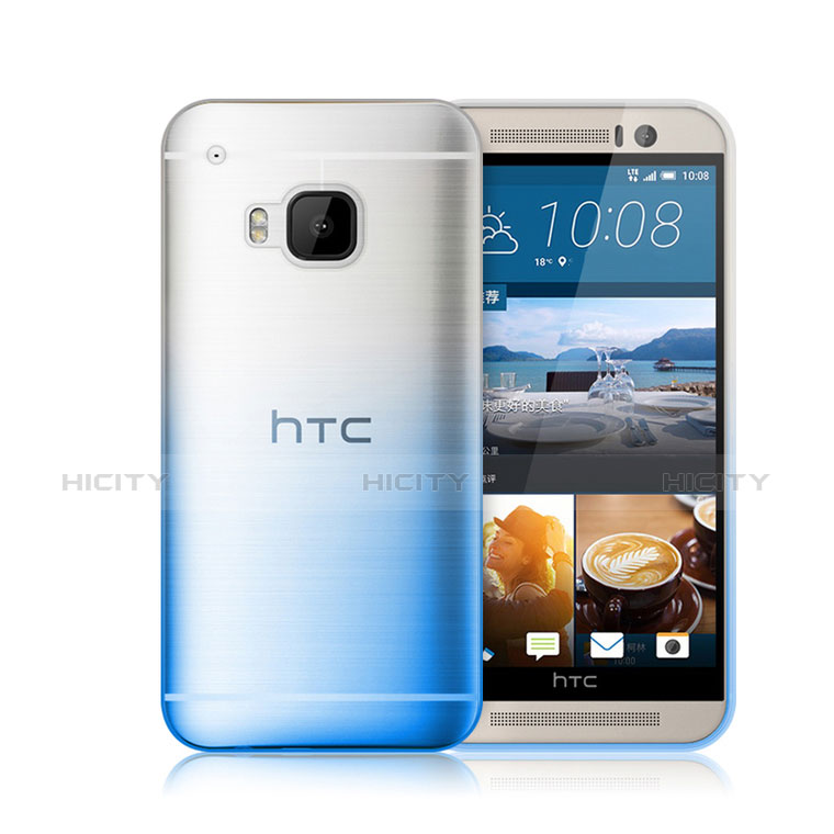 HTC One M9用極薄ソフトケース グラデーション 勾配色 クリア透明 HTC ネイビー