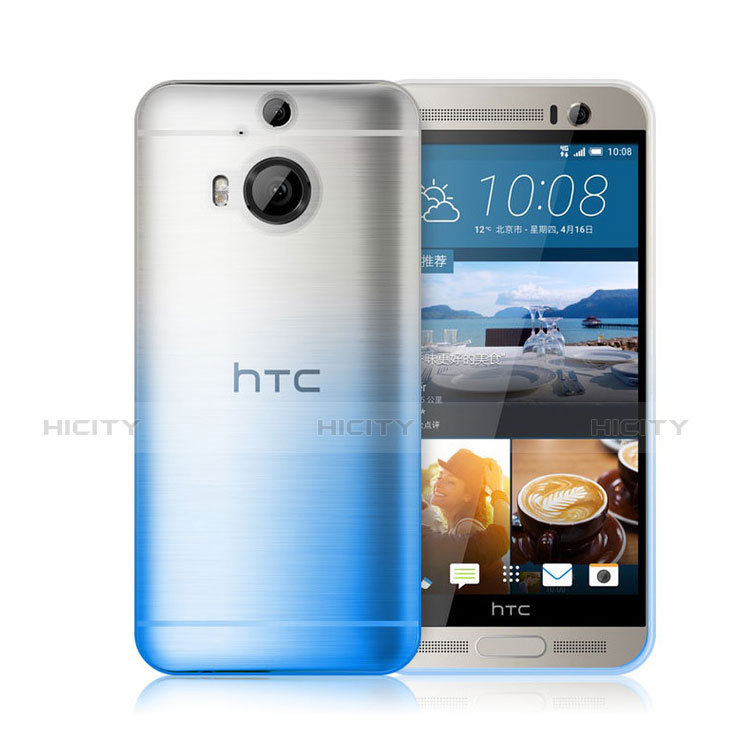 HTC One M9 Plus用極薄ソフトケース グラデーション 勾配色 クリア透明 HTC ネイビー