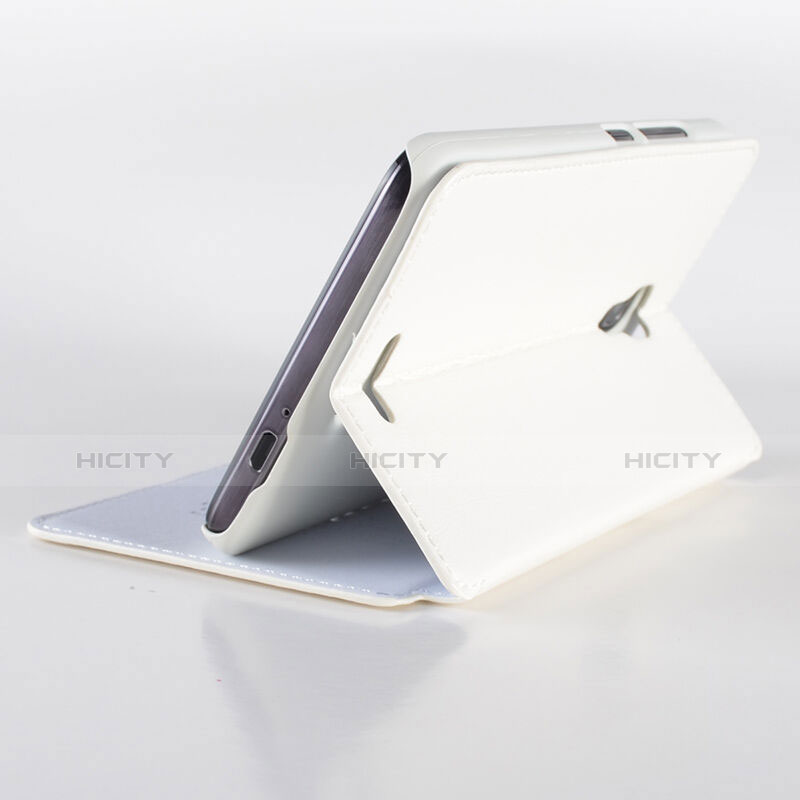Huawei Ascend Mate 2用手帳型 レザーケース スタンド ファーウェイ ホワイト