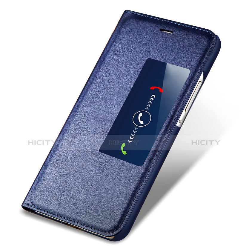 Huawei Ascend P7用手帳型 レザーケース スタンド L01 ファーウェイ ネイビー