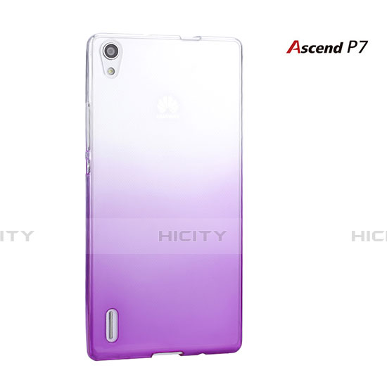Huawei Ascend P7用ハードケース グラデーション 勾配色 クリア透明 ファーウェイ パープル