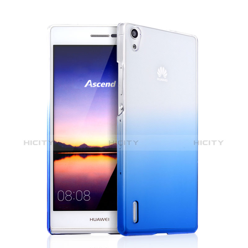 Huawei Ascend P7用ハードケース グラデーション 勾配色 クリア透明 ファーウェイ ネイビー