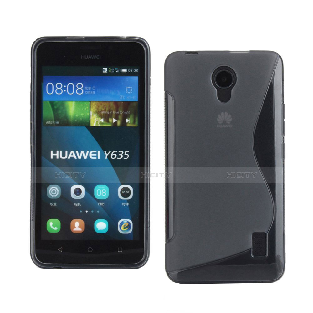 Huawei Ascend Y635用ソフトケース S ライン クリア透明 ファーウェイ グレー