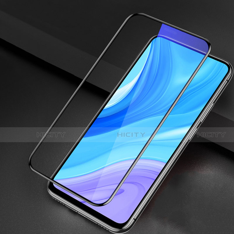 Huawei Enjoy 10 Plus用強化ガラス フル液晶保護フィルム アンチグレア ブルーライト F02 ファーウェイ ブラック