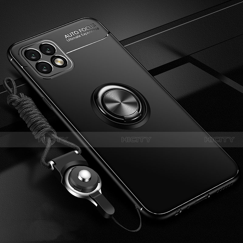 Huawei Enjoy 20 5G用極薄ソフトケース シリコンケース 耐衝撃 全面保護 アンド指輪 マグネット式 バンパー ファーウェイ ブラック