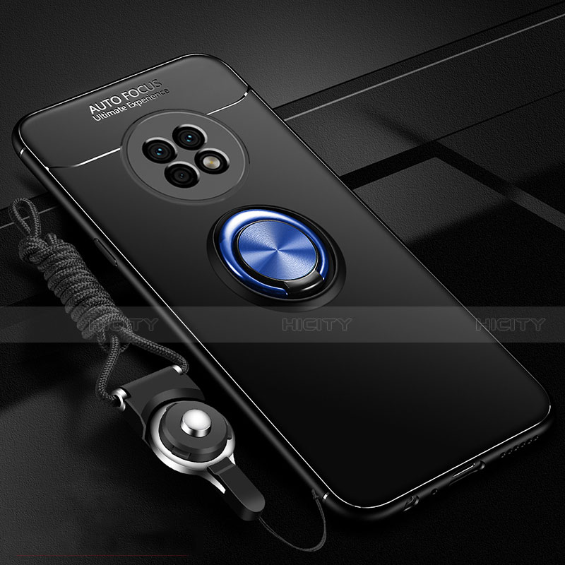 Huawei Enjoy 20 Plus 5G用極薄ソフトケース シリコンケース 耐衝撃 全面保護 アンド指輪 マグネット式 バンパー ファーウェイ ネイビー・ブラック