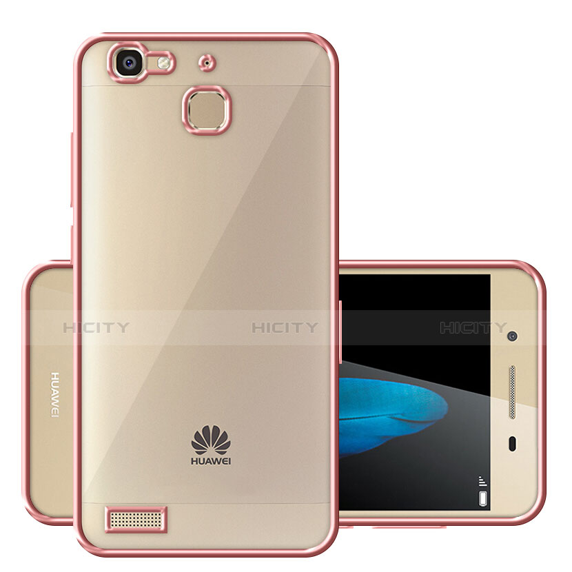 Huawei Enjoy 5S用ハイブリットバンパーケース クリア透明 プラスチック ファーウェイ ローズゴールド