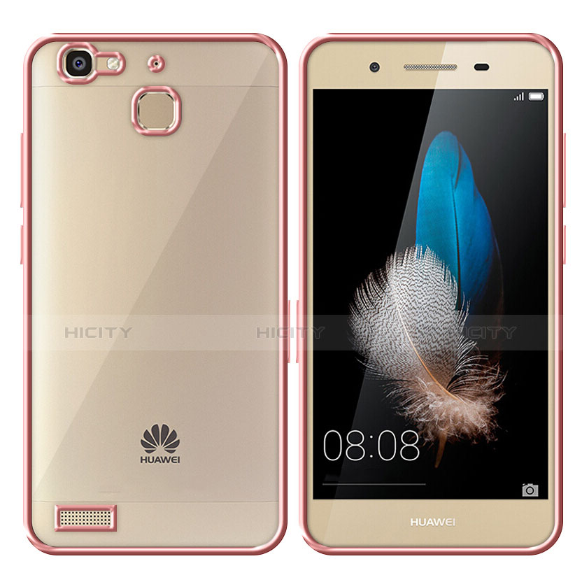 Huawei Enjoy 5S用ハイブリットバンパーケース クリア透明 プラスチック ファーウェイ ローズゴールド