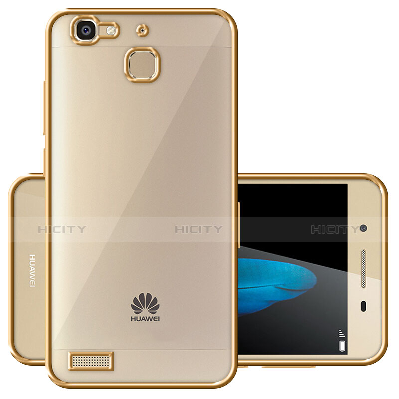 Huawei Enjoy 5S用ハイブリットバンパーケース クリア透明 プラスチック ファーウェイ ゴールド