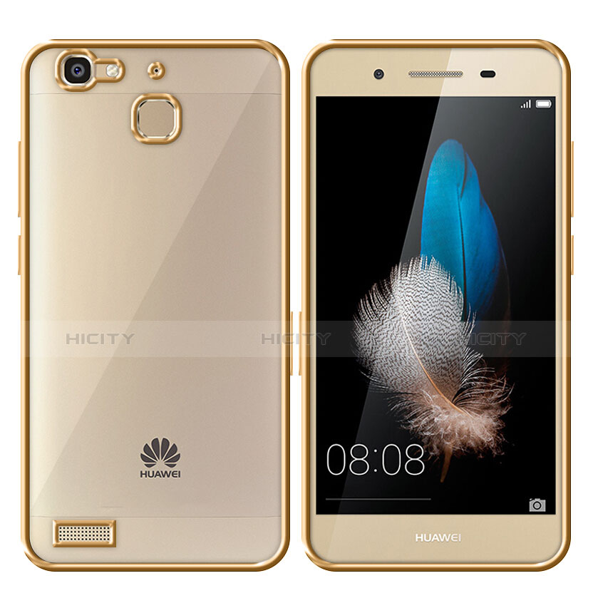 Huawei Enjoy 5S用ハイブリットバンパーケース クリア透明 プラスチック ファーウェイ ゴールド