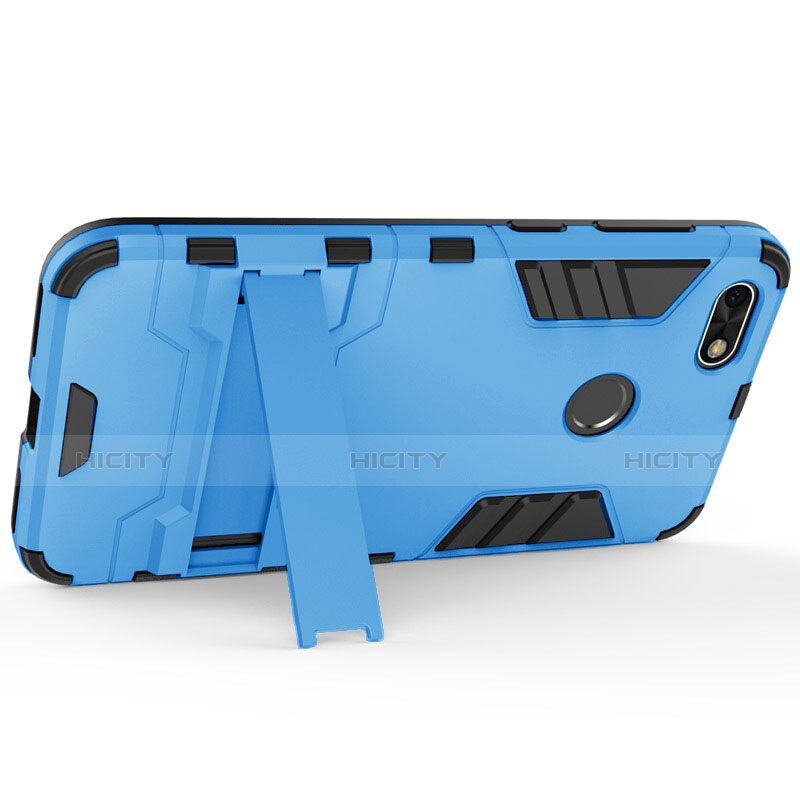 Huawei Enjoy 7用ハードケース プラスチック 質感もマット アンドスタンド ファーウェイ ネイビー