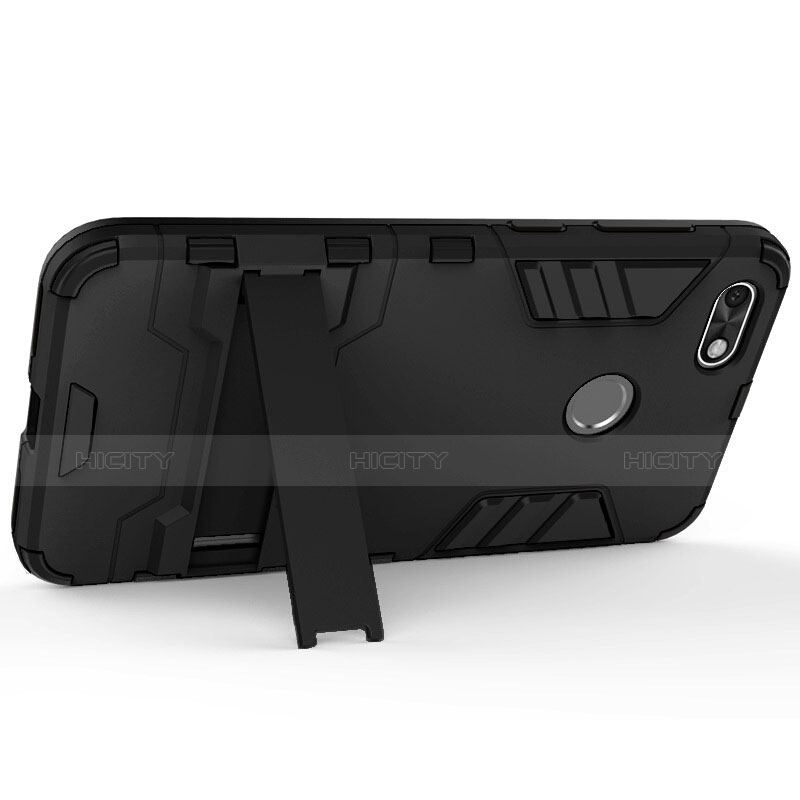 Huawei Enjoy 7用ハードケース プラスチック 質感もマット アンドスタンド ファーウェイ ブラック