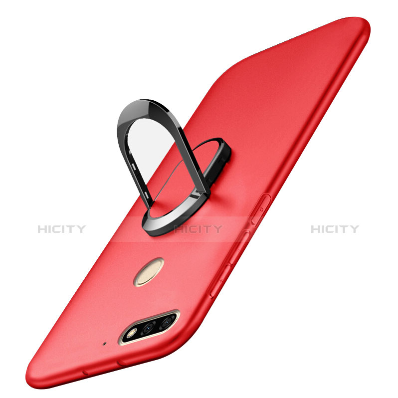 Huawei Enjoy 8用ハードケース プラスチック 質感もマット アンド指輪 A01 ファーウェイ レッド