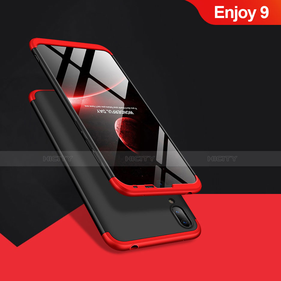 Huawei Enjoy 9用ハードケース プラスチック 質感もマット 前面と背面 360度 フルカバー Q01 ファーウェイ レッド・ブラック