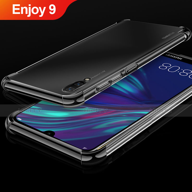 Huawei Enjoy 9用極薄ソフトケース シリコンケース 耐衝撃 全面保護 クリア透明 H01 ファーウェイ ブラック