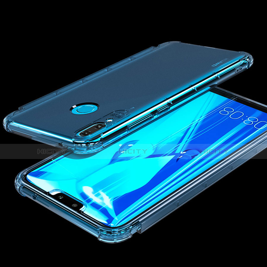 Huawei Enjoy 9 Plus用極薄ソフトケース シリコンケース 耐衝撃 全面保護 クリア透明 T07 ファーウェイ ブルー