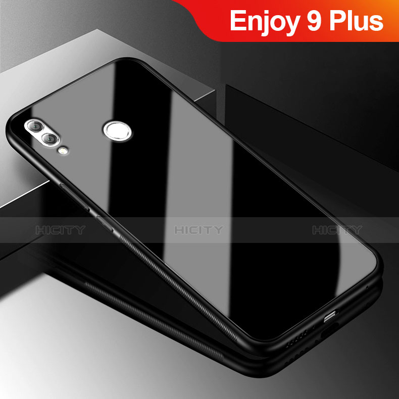 Huawei Enjoy 9 Plus用ハイブリットバンパーケース プラスチック 鏡面 カバー ファーウェイ ブラック